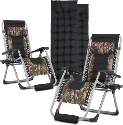 Vista 14 de Athena Collection Zero Gravity - Juego de 2 sillas de salón para exteriores con cojín extraíble, 29 pulgadas de ancho reclinables, sillas