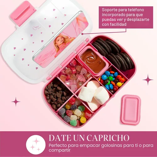 Vista 8 de Paris Hilton Paquete de 2 cajas de aperitivos estilo bento, contenedores de almuerzo de 7 compartimentos con soporte para teléfono integrado