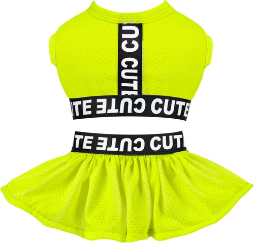 Vista 14 de CuteBone Vestido deportivo de dos piezas para perros Athleisure con estampado de leopardo, falda rosa para cachorros, ligera, para perros pequeños