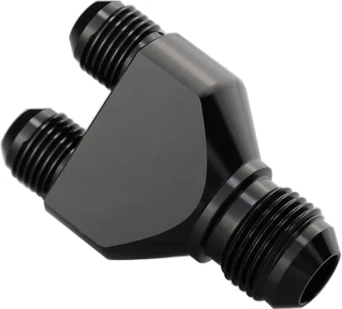 Vista 4 de Adaptador de bloque en Y de aluminio -6 AN macho giratorio a salida paralela dual 2 x -4 AN macho conector de manguera en T, divisor de bloque en Y