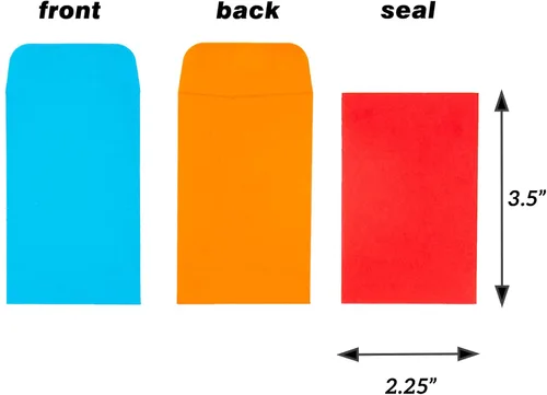 Vista 2 de ESSENTIAL #1 - Sobres de monedas de 2.25 x 3.5 pulgadas con solapa engomada, sobre de piezas pequeñas para uso doméstico y oficina (Surtido -200)