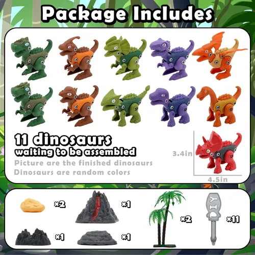 Vista 2 de Juguetes de dinosaurio desmontables para niños, juguetes de construcción de troncos de dinosaurio con taladro, kit de aprendizaje jurásico