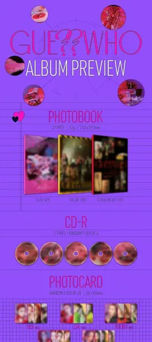 ITZY Guess Who 4th Mini Album 3 VERSIÓN SET 1p Mini póster plegable en paquete+72p PhotoBook+2p PhotoCard+Pegatina+Tipo de periódico+Mensaje