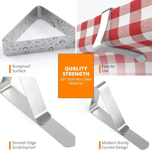 Vista 3 de Clips para mantel [marca con sede en Estados Unidos] – Paquete de 12 clips de acero inoxidable a prueba de óxido para el hogar, restaurantes