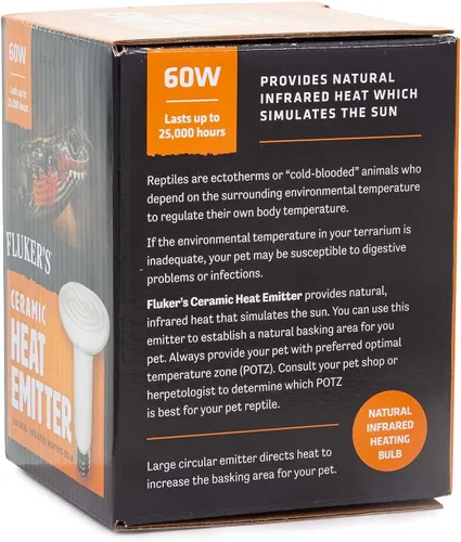 Vista 3 de Fluker's Emisor de calor de cerámica, bulbo infrarrojo natural de la calefacción para los reptiles, 60 vatios