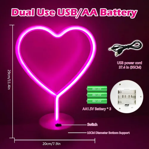 Vista 54 de Letrero de neón de amor para dormitorio, USB o batería, luz de neón para pared, luz de neón LED como letreros de pared de neón para niñas, letrero