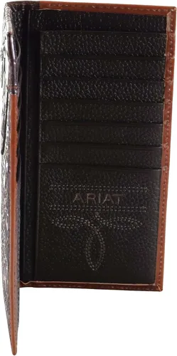 Vista 5 de Ariat Billetera Rodeo en relieve de roble para hombre, Beige Bronceado