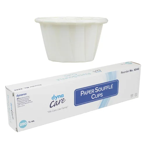 Dynarex . Vasos desechables de papel para soufflé de 75 onzas, vasos de papel pequeños para pastillas, dispensación de condimentos, muestras de