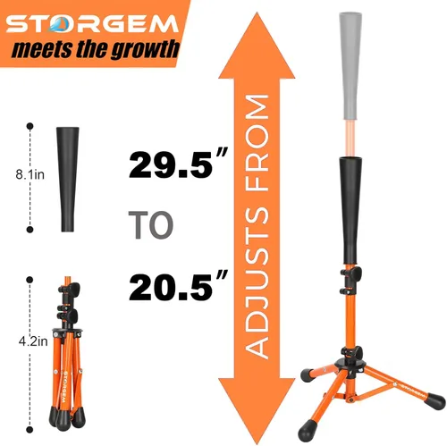 Vista 2 de Storgem Baseball and Softball Tee,Batting Tee for Kids,Baseball Tees for Hitting,T Ball Training Stand,Easy Height Adjustment