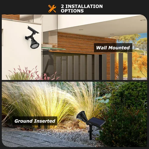Vista 5 de Farolas solares para exteriores, 21 LEDs de brillo, luces solares al aire libre IP67 impermeables, luces solares ajustables para exteriores 2 en 1