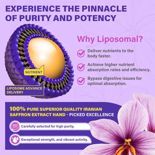 Vista 4 de Nextdia Suplementos de azafrán - 100 mg de extracto liposomal de azafrán 100% puro con glicinato de magnesio, omega-3, cúrcuma, Ashwagandha
