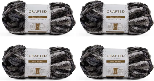 Vista 53 de Crafted By Catherine Luxe Velvet - Ovillo de hilo sólido de terciopelo, paquete de 2 unidades (10.5 onzas, 98 yardas cada madeja), color negro