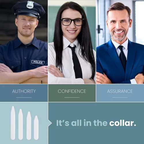 Vista 4 de 100 estancias de cuello de plástico para hombres camisa de vestir en 4 tamaños diferentes en caja dividida de plástico transparente