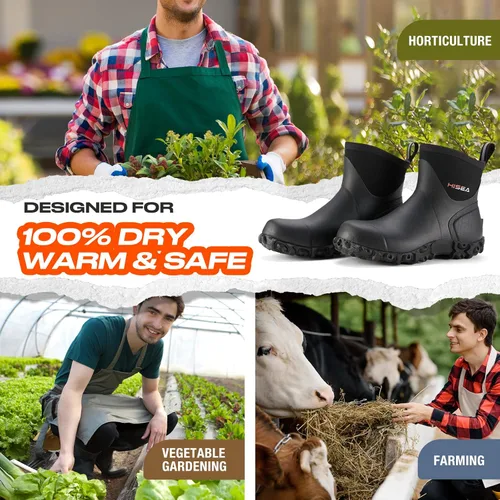 Vista 5 de HISEA Botas de goma para hombre, botas de lluvia impermeables para exteriores, para césped y jardín