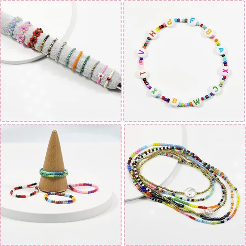 Vista 3 de Cuentas de cristal de 0.079 pulgadas, 48 colores en total, alrededor de 38400 piezas, 12/0 cuentas de semillas pequeñas, cuentas de pulsera con caja