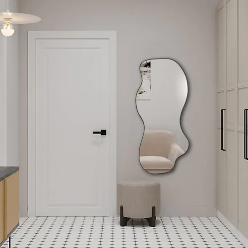 Vista 9 de POZINO Espejo irregular, espejo asimétrico sin marco de 47.2 x 21.6 pulgadas, espejos de pared abstractos, modernos espejos de forma extraña