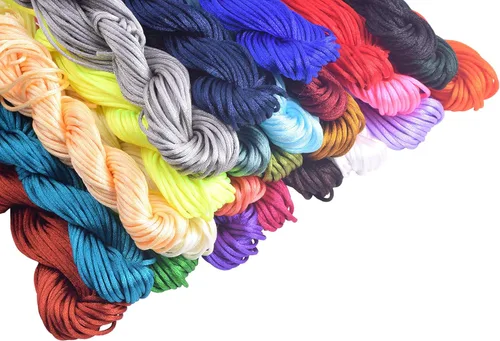 Vista 7 de KONMAY - Cuerda de nailon satinado de seda, 45.72 metros, 0.8mm cola de rata, para nudos chinos, Kumihimo, abalorios, macramé, joyería, Verde manzana