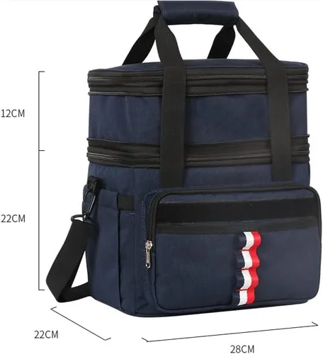 Vista 2 de Bolsa térmica reutilizable expandible grande con aislamiento, bolsa de almuerzo resistente duradera a prueba de fugas, para hombres y mujeres