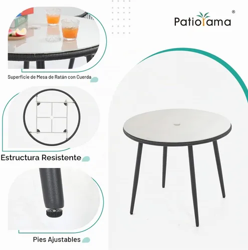 Vista 7 de Patiorama - Juego de comedor de 5 piezas, juego de sillas para mesa de comedor al aire libre, color negro
