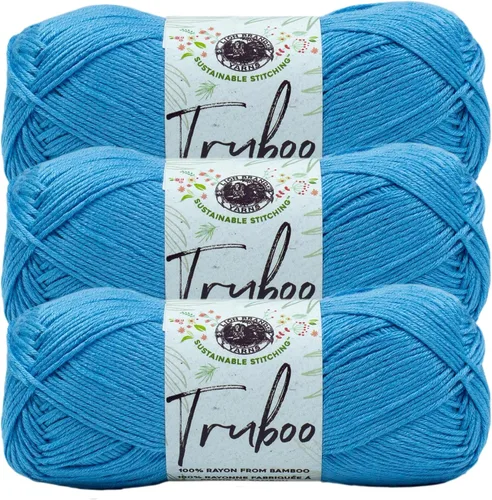 Vista 59 de Lion Brand Yarn Truboo Yarn, Azul (1 madeja)
