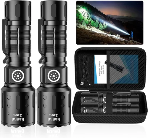 Vista 23 de Banral Linternas de Altos Lúmenes Recargables, Linterna Super Brillante de Largo Alcance Pequeña y Potente, 6 Modos LED Táctica de Bolsillo Turquesa