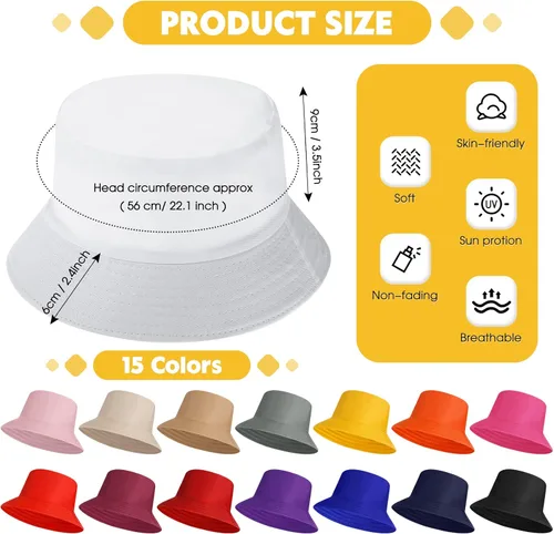 Vista 2 de Haysandy 30 piezas de sombrero de cubo sólido a granel, sombrero de pesca plegable para viajes, sombrero de pesca de playa, gorra de pesca