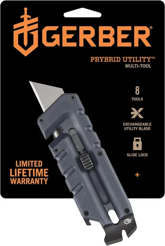 Vista 11 de Gerber Gear Prybrid Utility Cúter con barra de palanca, cuchillo multiherramienta de bolsillo con hoja retráctil, cuchillo para uso diario, gris