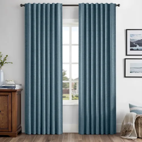 Vista 26 de MIULEE Cortinas de lino 100% opacas para dormitorio, marfil sólido, decoración de lujo, aislamiento térmico, cortinas oscurecedoras para sala