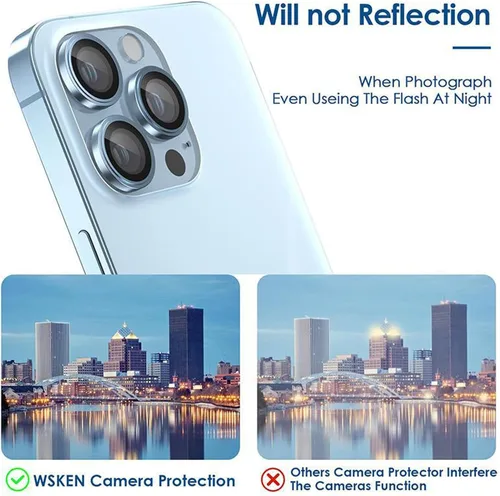 Vista 6 de Guppy Protector de lente de cámara para iPhone 15 ProiPhone 15 Pro Max, Keep Lens Original Design Cubierta de cámara de vidrio templado 9H