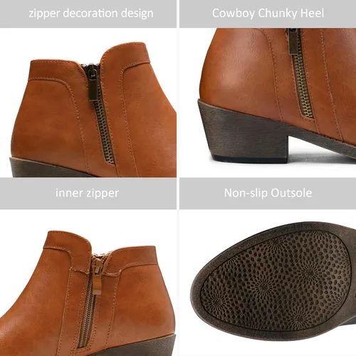 Vista 3 de Jeossy Botas de tobillo clásicas 9618 para mujer, botas de tacón grueso sin cordones para mujer