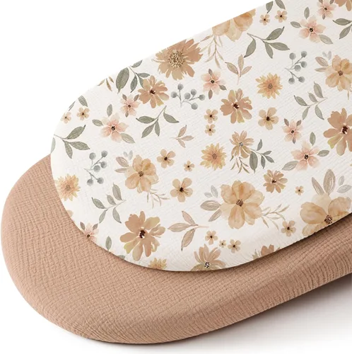 Vista 12 de Konssy Sábanas de muselina para cuna de bebé para niña y niño, paquete de 2, sábanas ajustadas transpirables para cuna de bebé aptas para cuna