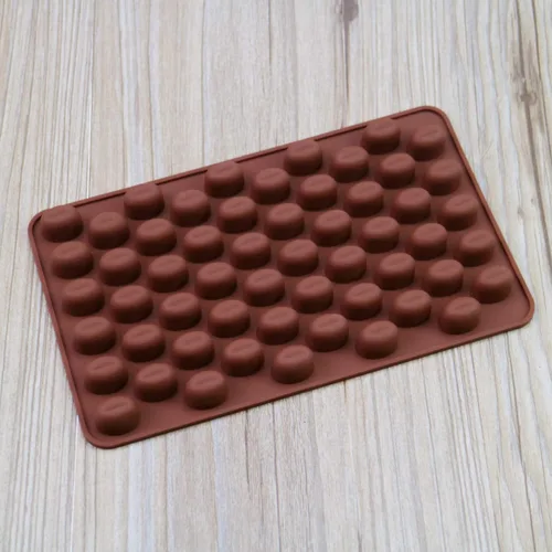Vista 2 de 4 x 55 mini granos de café molde de chocolate caramelo cubo de hielo jalea DIY decoración de pastel molde de silicona de grado alimenticio moldes