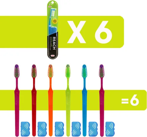 Vista 2 de Reach Crystal Clean - Cepillo de dientes con cerdas firmes, 1 unidad, paquete de 6