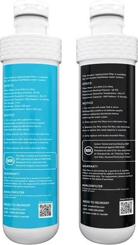 Vista 4 de Avalon Filtros de repuesto originales de 2 etapas para todos los enfriadores de agua sin botella de la marca Avalon con certificación NSF, 2