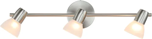 Vista 3 de XiNBEi Lighting Luz de riel, Lámpara de techo de cocina de 3 luces con vidrio, iluminación moderna de riel fijo níquel cepillado XB-TR1237-3-BN