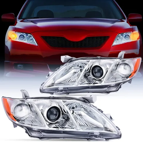 Vista 9 de Nilight - Conjunto de faros delanteros compatible con Toyota Camry 2007 2008 2009, reemplazo de faros, carcasa negra, reflector ámbar, lado