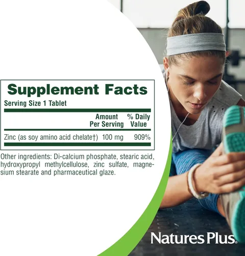 Vista 5 de NaturesPlus Mega Zinc 100 mg de liberación sostenida - 90 tabletas - Vegetariano, sin gluten - 90 porciones