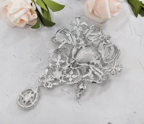 Vista 6 de Gyn&Joy Broche para mujer, 5 pulgadas, con diamantes de imitación de cristal transparente