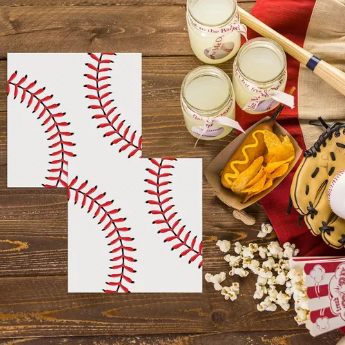 Vista 4 de Servilletas de béisbol para decoración de fiesta de cumpleaños, temática deportiva, servilletas de papel desechables para niños, baby shower