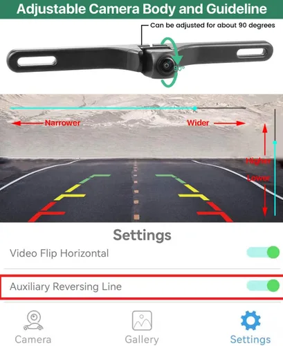 Vista 4 de Cámara de respaldo WiFi para auto, GreenYi 5G 720P HD para matrícula trasera/vista frontal reversa para iPhone iPad Android teléfonos inteligentes