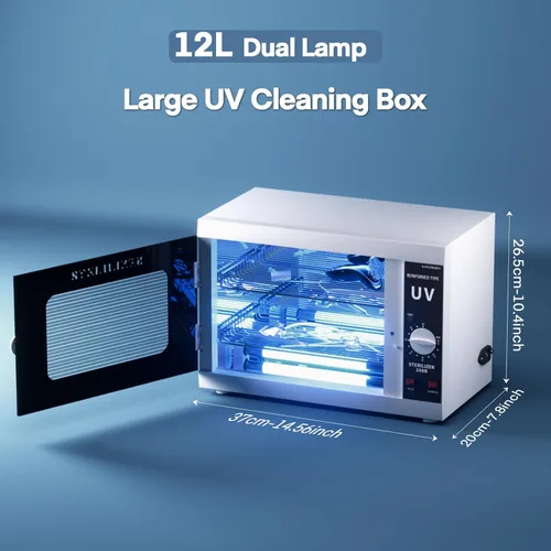 Vista 3 de Yofuly Esterilizador de doble lámpara, esterilizador grande de 12L para herramientas de uñas, caja de limpieza multifuncional de uñas, gabinete