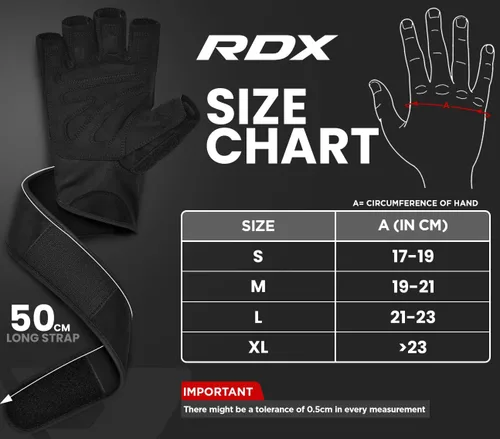 Vista 6 de Guantes de levantamiento de peso RDX con soporte para muñeca, correas de muñeca de 50 CM de largo, palma acolchada antideslizante, agarre