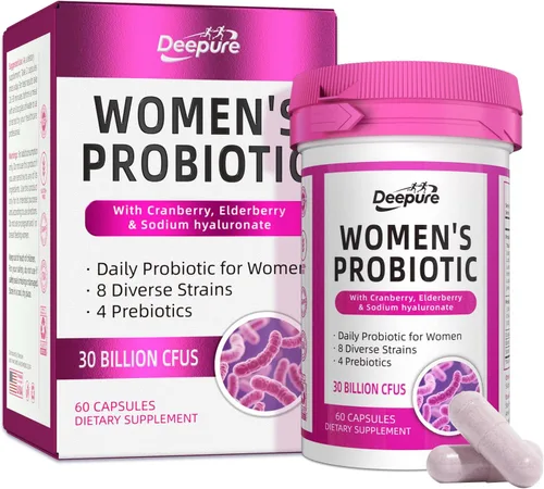 Deepure Probióticos y prebióticos para mujeres - 30 mil millones de UFC apoyan el equilibrio del pH vaginal 8 diversas cepas mejoran la salud del