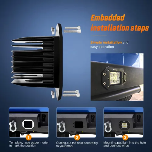 Vista 3 de Nilight Barra de luz LED, 2 piezas de 18 W, montaje empotrado, luces LED todoterreno de 12 V, 5 pines, interruptor basculante, barra de luz LED, kit