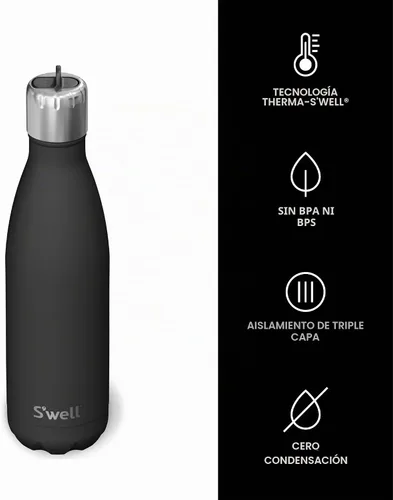 Vista 4 de S'well Botella de agua de acero inoxidable con tapa de popote abatible y asa, 17 onzas, End Zone, recipientes aislados al vacío de triple capa que