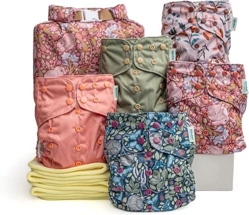 Vista 24 de Big Adventure Kinder - Juego de 5 pañales de tela reutilizables para bebé, estilo de bolsillo, jersey atlético que absorbe la humedad, insertos