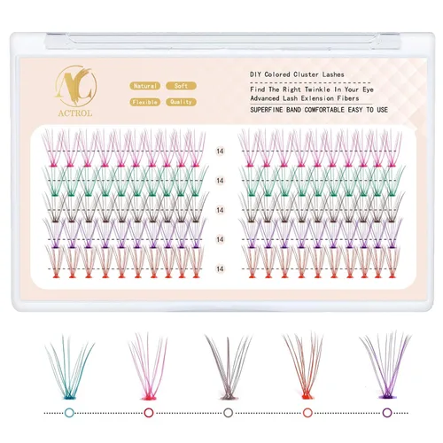 Vista 25 de Pestañas de anime con forma de pluma, extensiones de racimo de pestañas naturales de manga individual