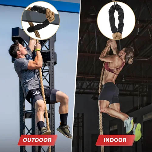 Vista 5 de Climbing Rope Gym Workout - 10FT 15FT 20FT 25FT 30FT 35FT Heavy Duty Jute Thick Ropes for Adults Strength Training Outdoor Tree Swing Indoor Home