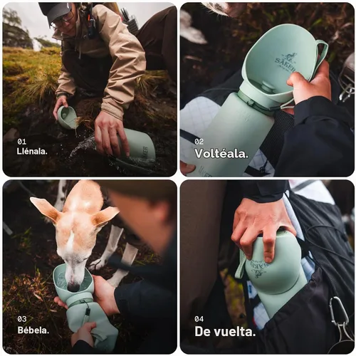 Vista 3 de SÄKER Botella de Agua Portátil para Perros, Botella de Agua Plegable para Perros Perfecta para Caminar, Senderismo y al Aire Libre Funciona como
