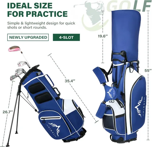 Vista 3 de UNIHIMAL Bolsa de golf ligera con soporte, divisor de 4 vías de longitud completa, base plegable y correas dobles